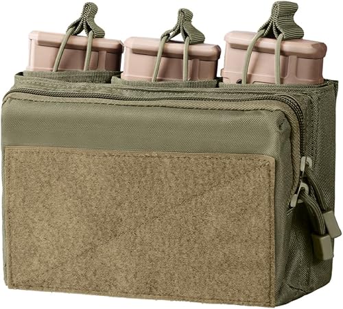 Bustina di amministrazione tattica Mag,Pochette Molle tripla aperta sulla parte superiore con 3 toppe a ganci e fibbie per Mag 223/5.56 - Ysert