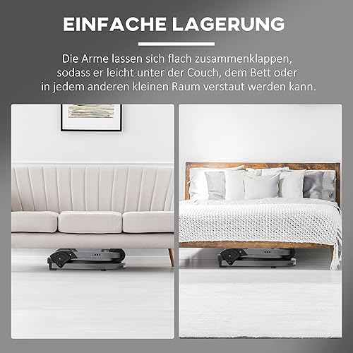 HOMCOM trainer addominale, multi-trainer pieghevole, dispositivo di allenamento con cuscino, allenamento addominale regolabile in altezza per la casa, max. 120 kg, acciaio, nero, 55 x 42 x 11-32 cm - Ysert