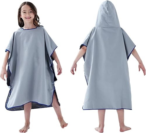 Bambini Swim Poncho Surf Poncho Asciugamano con Cappuccio, Robe da Bagno Towel in Microfibra Assorbente, Accappatoio per Surf Viaggi Campeggio Piscina Spiaggia, Blu Navy - Ysert