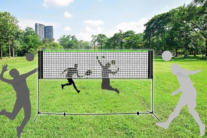 Rete da pallavolo Professionale Rete da Giardino con Pali Altezza regolabile altezza massima 255 cm rete Portatile per Bambini e Adulti Da beach volley, beach soccer, racchettoni, beach tennis - Ysert