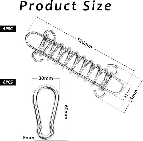4 Pezzi Molle per Tenda Da Campeggio, Fibbie a Molla di Tensione, Fibbia Molla Tenda Tension Extension Gancio Acciaio - Ysert