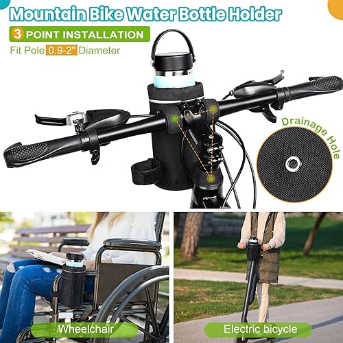 2 Pezzi 12-24oz Portaborraccia Bici Porta Borraccia MTB Bici Portatile Portaborraccia Bici Senza Viti con Tasche in Rete e Strisce Riflettenti per Bicicletta Trekking Bici Corsa Strada Moto - Ysert