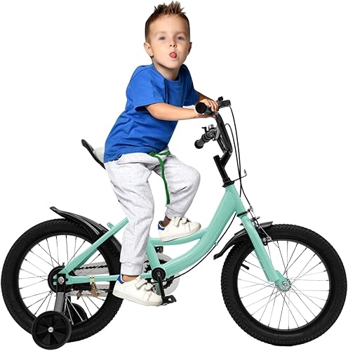 Bicicletta per bambini da 16 pollici, unisex, per bambini, con ruote di supporto rimovibili, per bambini di 5-8 anni - Ysert