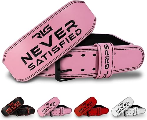 RL Grips® Cintura da Palestra in Pelle per Bodybuilding - Supporto Lombare Imbottito in Pelle per Sollevamento Pesi, Sollevamento Pesi Olimpico e Fitness - Ysert