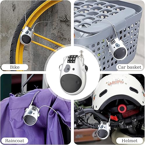 Lucchetto Per Valigia Bici,Lucchetto Con Cavo,Lucchetto Per Casco Moto,Lucchetto Con Codice a 3 Cifre,lucchetto Scooter,Lucchetto a Combinazione Bici,Lucchetto Universale a Codice Argento - Ysert