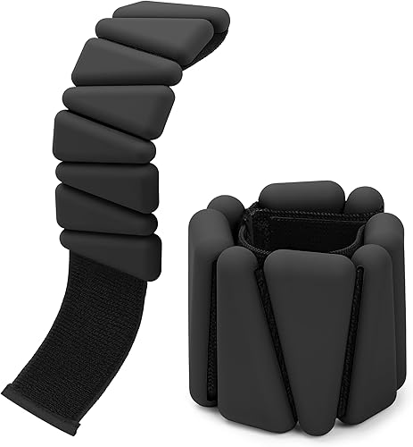 SUNYA Pesi da caviglia per donne e uomini - Set di 2 pesi da polso (2x0,45/0,5 kg) - Bracciale regolabile con pesi in silicone, perfetto per lo yoga e il pilates, la danza, la danza - Ysert