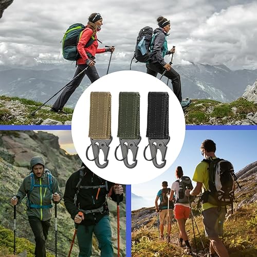 3 pezzi Tactical Gear Clip,all'aperto,Gancio Molle Tattico,Portachiavi Tattico in Nylon alpinismo,Fibbia della Cintura - Ysert