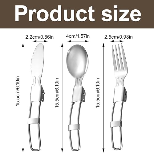 Posate da Campeggio, Posate Pieghevoli, 3 in 1 Posate da Campeggio, Posate da Viaggio Ultraleggere e Portatili, Posate Pieghevoli in Acciaio Inossidabile, con coltello, forchetta e cucchiaio - Ysert