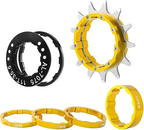 Kit di conversione Bici a velocità Singola Cassetta per Bici a velocità Singola 12T e distanziali Extra per Una Facile conversione al Cambio a velocità Singola - Ysert