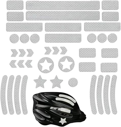 42 Adesivi Riflettenti, Adesivi Riflettenti Impermeabili per Biciclette da Esterno, Varie Forme di Adesivi Riflettenti per Biciclette, Adatti per caschi, Biciclette, Automobili, passeggini - Ysert