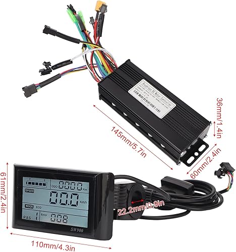 Kit Controller Motore Brushless Bici Elettrica, DC 24V 36V 48V 750W 1000W 30a 3 modalità Controller Brushless Onda Sinusoidale SW900 Kit Pannello Display LCD per Scooter Bicicletta Elettrica - Ysert