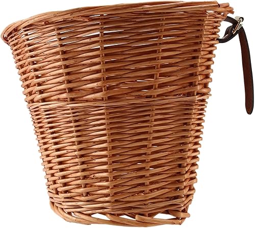 Cestino Anteriore Retro, Fatto a Mano, Bicicletta di Vimini Cinghie di Cuoio - Ysert