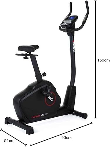HAMMER 4862 Ergometro Cardio XT6 BT, bicicletta fitness silenziosa con entrata profonda e sella Comfort, sistema volano da 13 kg, controllo Bluetooth e app, peso utente 130 kg, 93 x 51 x 150 cm - Ysert