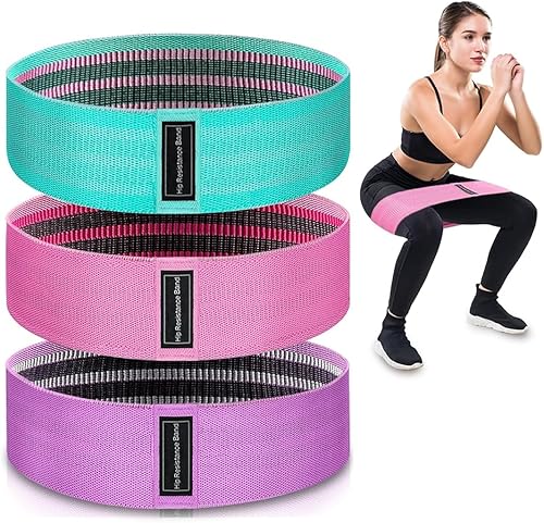 Elastici Fitness, 3 pezzi Bande Elastiche Fitness, Fasce Elastico Fitness in Tessuto con 3 Livelli di Resistenza, per Esercizi Glutei, Yoga, Pilates, Palestra, multicolore, 7 CM di larghezza - Ysert