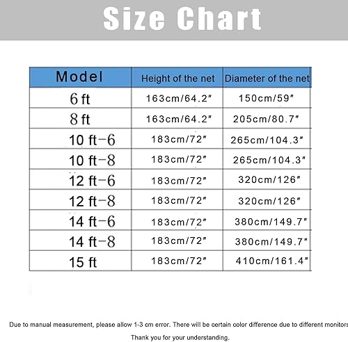 Rete di Ricambio per Trampolino, Rete di Sicurezza per Trampolino con Cinghie Regolabili E Cerniere, Rete di Sicurezza da 6/8/10/12/14/15 Piedi per Trampolini Rotondi a 6 Pali(8ft) - Ysert