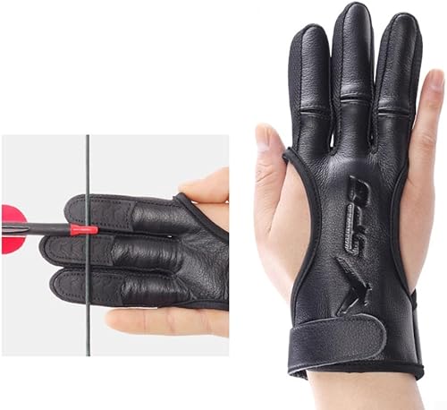 Guanti a tre dita in pelle Caccia Arco E Freccia Tiro con l'arco Finger Protect Tiro con l'arco Guanto Finger Tab Accessori - Ysert