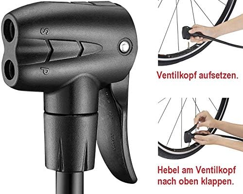 Pompa ad aria con manometro | Pompa per bicicletta per tutte le valvole – valvola Dunlop – valvola francese – valvola auto | Pompa da terra 11 bar/160 psi - Ysert