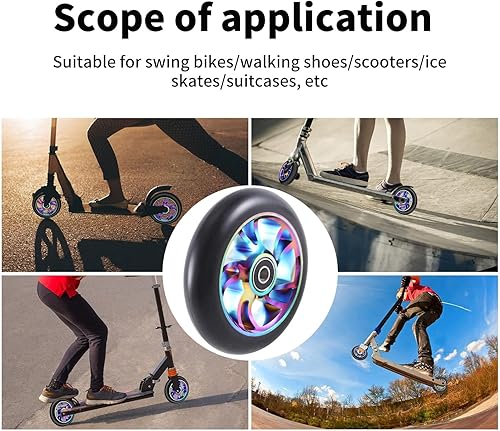 2 ruote per monopattino, ruota freestyle 100 mm, ruote di ricambio per monopattini, ruota monopattino con cuscinetti ABEC 9 per la maggior parte dei monopattini e monopattini - Ysert