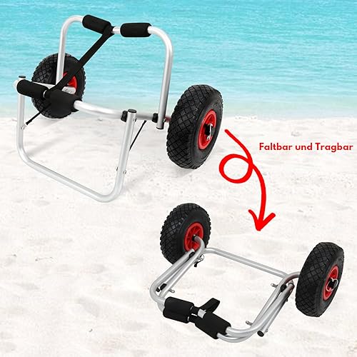 Carrello pieghevole per kayak, canoa, in alluminio, per barca, canoa, surf, canoa, canoa, canoa, canoa, canoa, canoa, carrello per il trasporto fino a 80 kg - Ysert