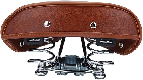 Sellino Bici Morbido Sella Bici Comoda per Uomo Donna, Rivetti Marroni comoda universali Sella Bici Durevole in Pelle PU Spring Spring - Ysert