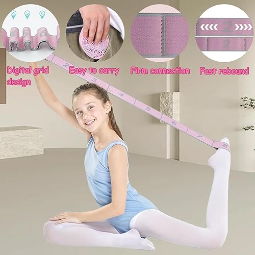 2pezzi Cinghia Yoga,Elastico Fasce di Resistenza,Fasce Elastiche Fitness,Bande Elastiche Rosa per Pilates,Banda Elastica Yoga a 8 Anelli,per l'allenamento Della Flessibilità,Ginnastica,Yoga,Fitness - Ysert