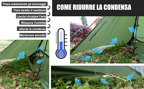 Tenda da Campeggio per 1/2 Persone - Tenda da Trekking Ultraleggera, Tenda Impermeabile, Tenda Compatta con Dimensioni ridotte per bicicletta, motociclo(Senza Bastoncini da Trekking) - Ysert