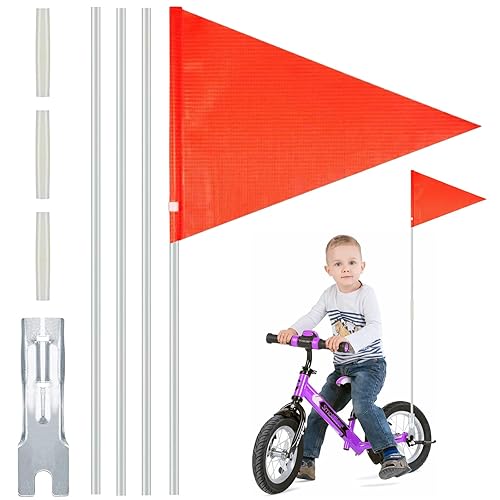 Jortmrd Gagliardetto per Bicicletta, 150 cm Bandiera per Bicicletta di Sicurezza per Bambini, Regolabile Bandiera Bicicletta Bambini (Rosso) - Ysert