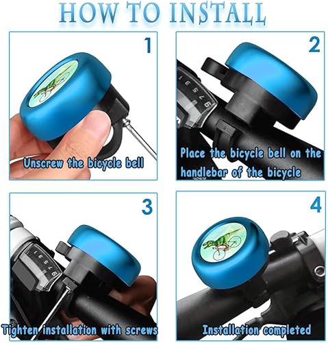 Campanello per Bici per Bambini,Dinosauro,Campanello Per Manubrio Della per Biciclette da Bambino,Campanello Bici Bambino,per Manubrio da 22 mm, per Biciclette Bambini, Scooter（blu） - Ysert