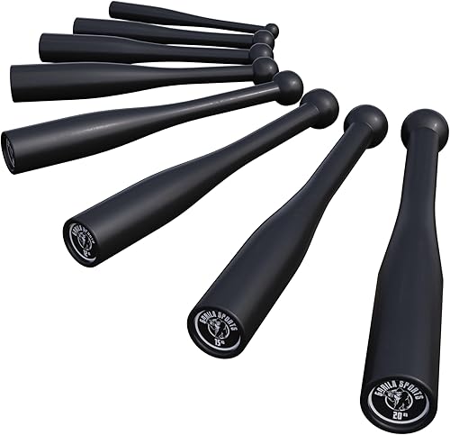 Gorilla Sports® Clubbell - 2/4 / 6/8 / 10/12 / 15/20 kg Peso, Singolo o Set, in Acciaio, Nero - Mazza da Allenamento, Macebell, Steel Power Clubs, Bell Club, Clave - Ysert