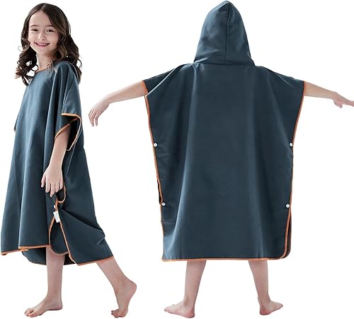 Bambini Swim Poncho Surf Poncho Asciugamano con Cappuccio, Robe da Bagno Towel in Microfibra Assorbente, Accappatoio per Surf Viaggi Campeggio Piscina Spiaggia, Blu Navy - Ysert