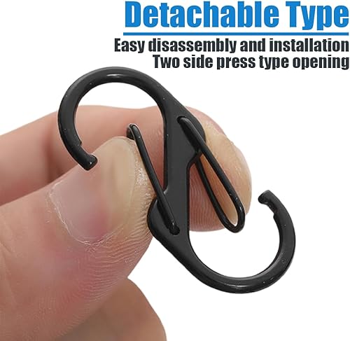 12 pezzi moschettone, moschettone nero per pesca, viaggio, campeggio, moschettone a S, moschettone da arrampicata, moschettone piccolo, portachiavi a moschettone, moschettone, mini moschettone - Ysert