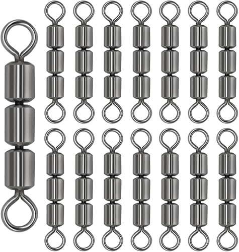 15 Pezzi Lunghezza 14 mm Galleggianti da Pesca Girelle ad Alta Velocità, Girelle Triple, Girelle da Pesca, Girelle per Trota, Accessori per la Pesca, Girelle da Pesca Forza di Trazione - Ysert