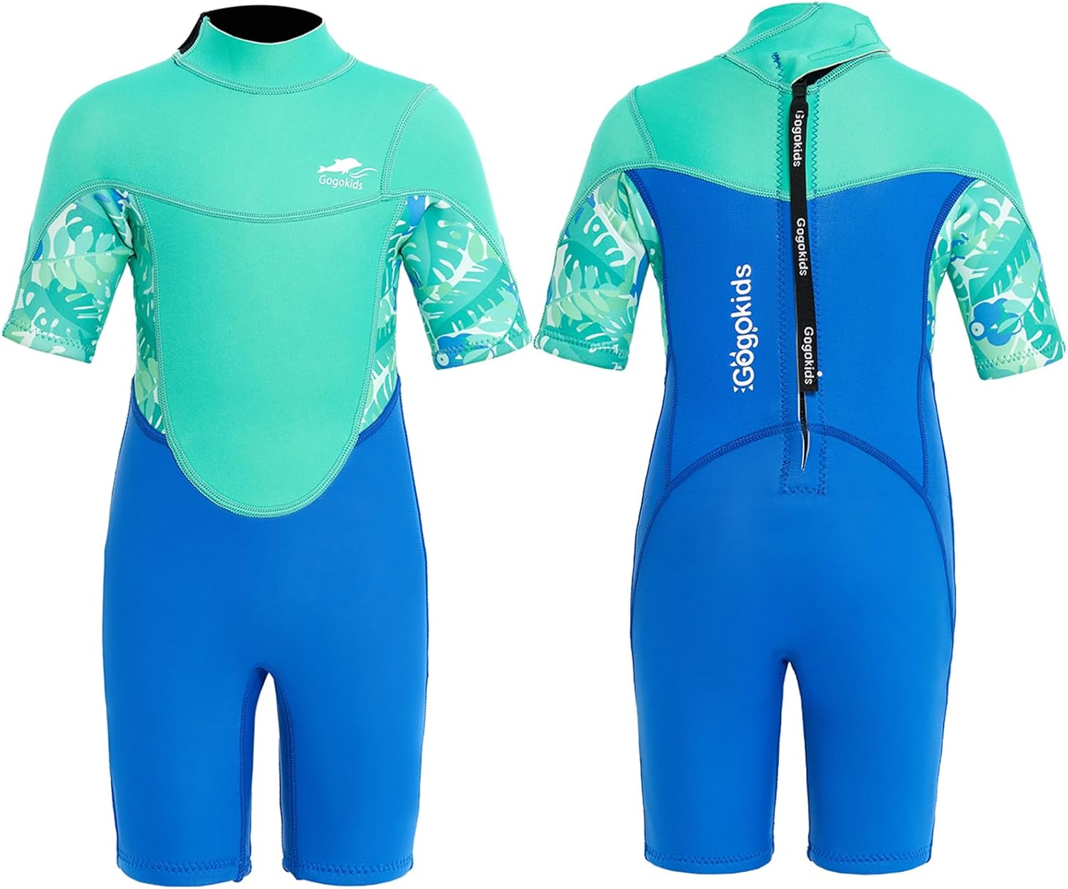 Gogokids Shorty - Muta in neoprene per bambini, 2,5 mm, chiusura lampo posteriore per bambini, tuta corta e calda, in neoprene UV, per nuoto, snorkeling e surf, età 2-8 giovani ragazze - Ysert