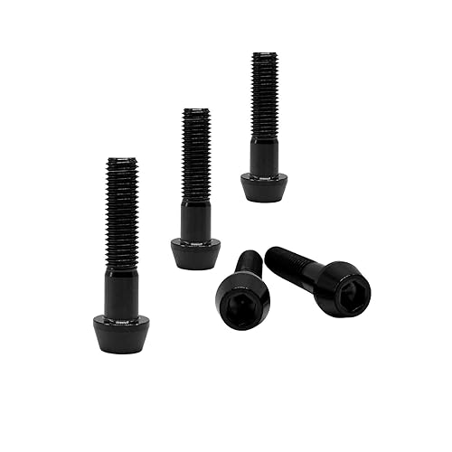 RISON-Titanium Bici Stelo Bulloni in Titanio M5x0.8x40mm, 5pcs Viti per Attacco Manubrio Bicicletta, Vite a Testa Conica Viti Fisse per Stelo Bici, Vite di Fermo Vite per Gambo per MTB/Bici da Strada - Ysert