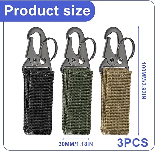 3 pezzi Tactical Gear Clip,all'aperto,Gancio Molle Tattico,Portachiavi Tattico in Nylon alpinismo,Fibbia della Cintura - Ysert