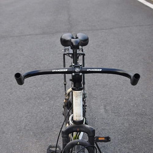 UPANBIKE Bullhorn Riser Bar 25,4 mm 37 cm per bici a scatto fisso manubrio in lega nera - Ysert