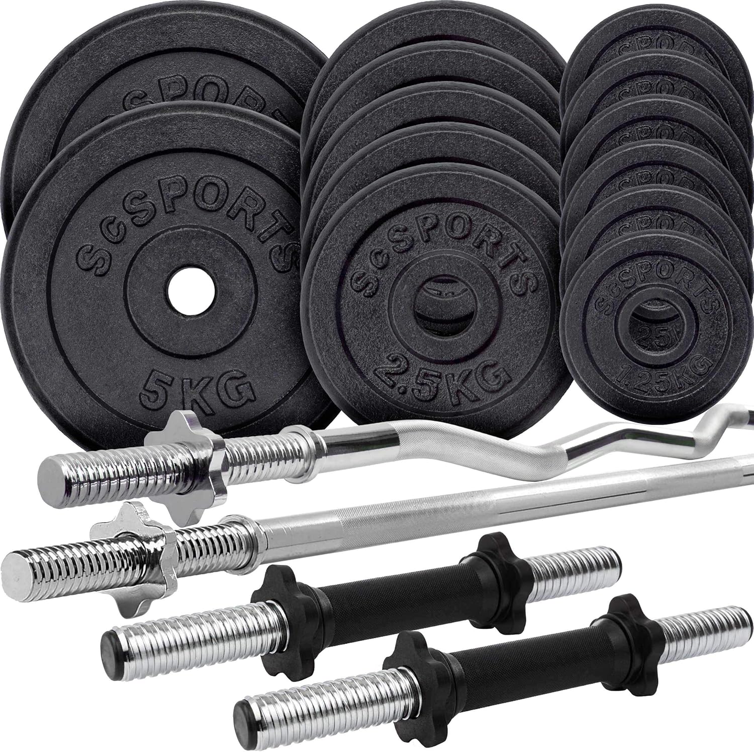 Bilancieri con Pesi - Set da 100/83/55/35/29/28 kg, Dischi Pesi in Ghisa, Ø 31 mm, Barra in Acciaio, Presa Antiscivolo, Nero - Manubri, Sbarra, Palestra - Ysert