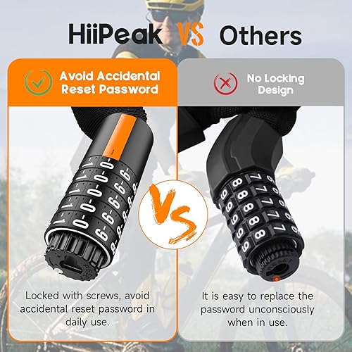 Hiipeak Catena Bici Catena Bicicletta Antifurto, Lucchetto per bicicletta Lucchetto a combinazione, lucchetto a combinazione per bicicletta protezione antifurto lucchetto a catena per bicicletta, moto - Ysert