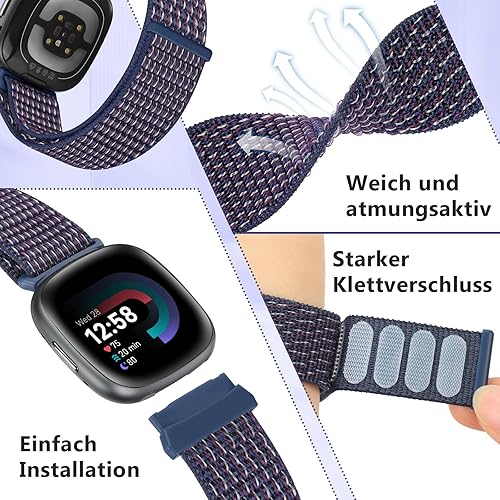Runostrich Cinturino di ricambio in nylon compatibile con Fitbit Sense/Fitbit Versa 3, morbido, traspirante, regolabile, per uomo e donna - Ysert