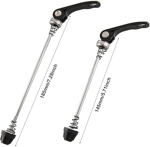 Spiedini a sgancio rapido per bicicletta, in acciaio inox, dadi anteriori e posteriori per ruote anteriori e posteriori, manico in fibra di carbonio, per MTB e bici da strada (dimensioni: nero) - Ysert