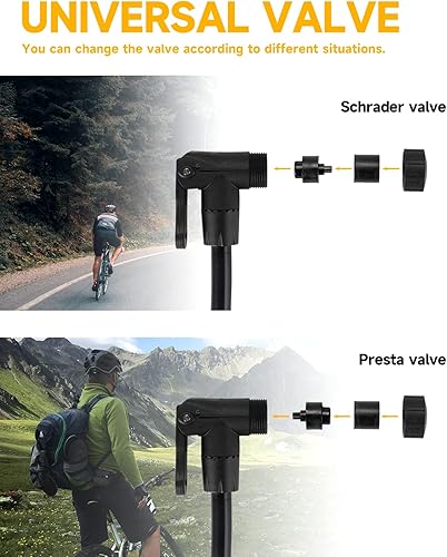 ROCKBROS Pompa da Pavimento Bici, Mini Pompa ad Pressione da 120 psi, Valvole Schrader & Presta, per MTB Bcicletta Palla Scooter Auto - Ysert