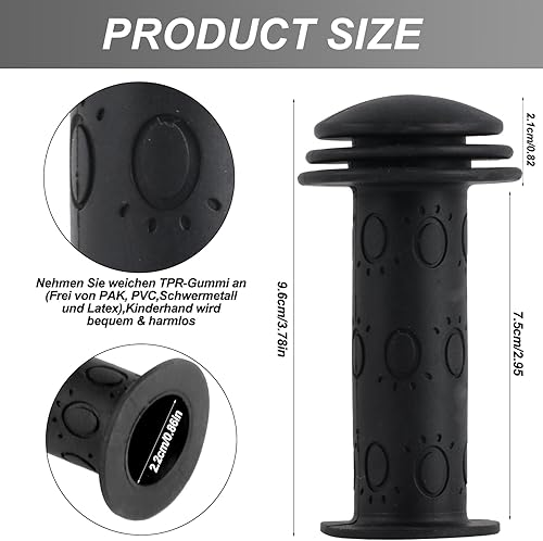 2 Paia Manopole Bici, Maniglie per Bicicletta Bambini, 22mm Manopole Impugnature per Manubrio Biciclette, Manopole Gomma Antiscivolo, Impugnatura per Manubrio Bicicletta Bambini - nero, viola - Ysert