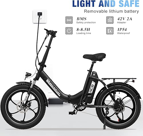 Bici elettrica per adulti Pieghevole Massimo 90 km (effetto ambientale) Batteria rimovibile 36V 12ah, sospensione anteriore della vettura. E-Bike per adulti da 20'. 7 -velocità - Ysert