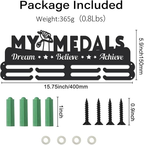 Espositore per Medaglie Sportive Appendi Medaglie Espositore per Medaglie Appendi Medaglie in Metallo Appendi Medaglie da Parete Porta Medaglie in Acciaio Nero - Ysert