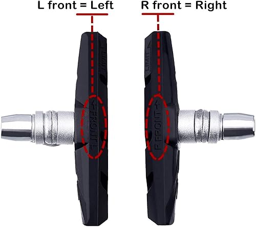 Pattini Freno V-Brake Pastiglie Freni Bici 70mm MTB con Dadi Esagonali Chiave Distanziali per Biciclette da Strada e Mountain Nero 4 Paio - Ysert