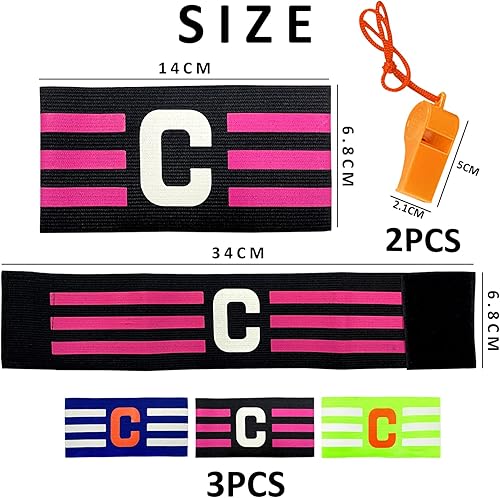 Confezione da 3 Fasce da Braccio da Calcio con 2 fischietti Arancioni, Attrezzi da Calcio, Accessori Sportivi di Squadra, Design Resistente alle Cadute, Unisex, Adatte per più Sport con la Palla - Ysert