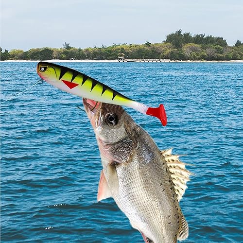 6 Pezzi Pesci in Gomma, Artificiali Esca, Esca da Pesca, Kit di Esche da Pesca per la Pesca di Pesci Predatori - Ysert