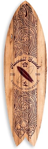 DECLINA, Tavola da surf decorativa, decorazione da parete, surf decorativo, alu-dibond, tavola da surf decorativa Hawaii Beach, 100x30 cm - Ysert