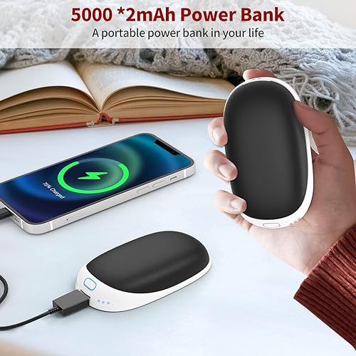 Scaldamani Ricaricabile 10000mAh, Scaldamani Elettrico portatile Power Bank, Scaldamani Riutilizzabile, Scaldamani Tascabile per l'esterno, Regalo Invernale per Bambini Donne Uomini - Ysert