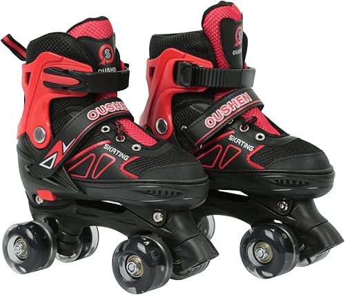 Pattini in linea/pattini Quad per bambini con/senza ruote luminose, misura regolabile da 31 a 38 comodi e traspiranti Inline-Skates Roller Skates per ragazze e ragazzi adolescenti principianti - Ysert